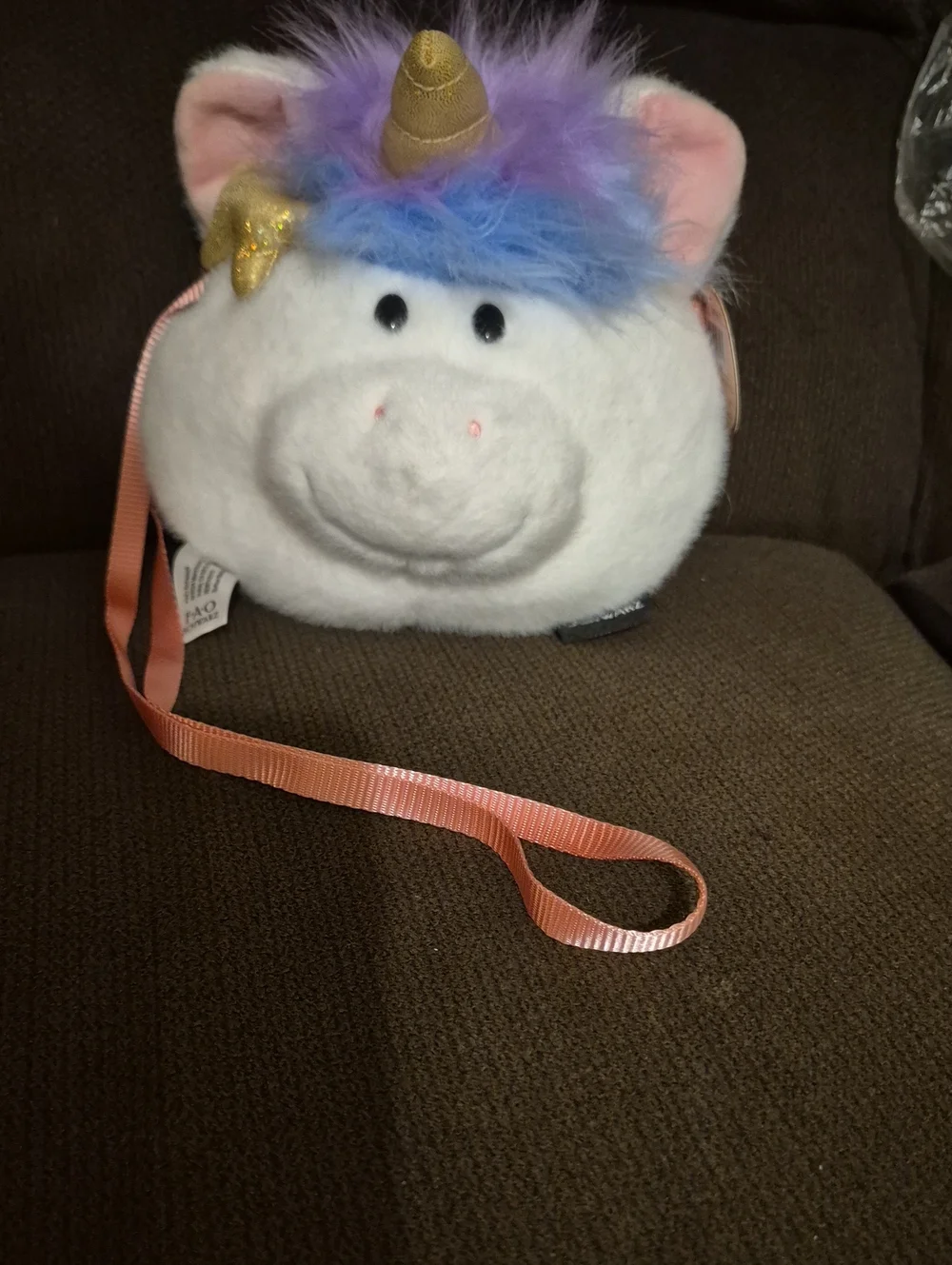 F. A.O. Schwarz Cliqs Unicorn Multi Color Soft Plush Purse SZ 3+